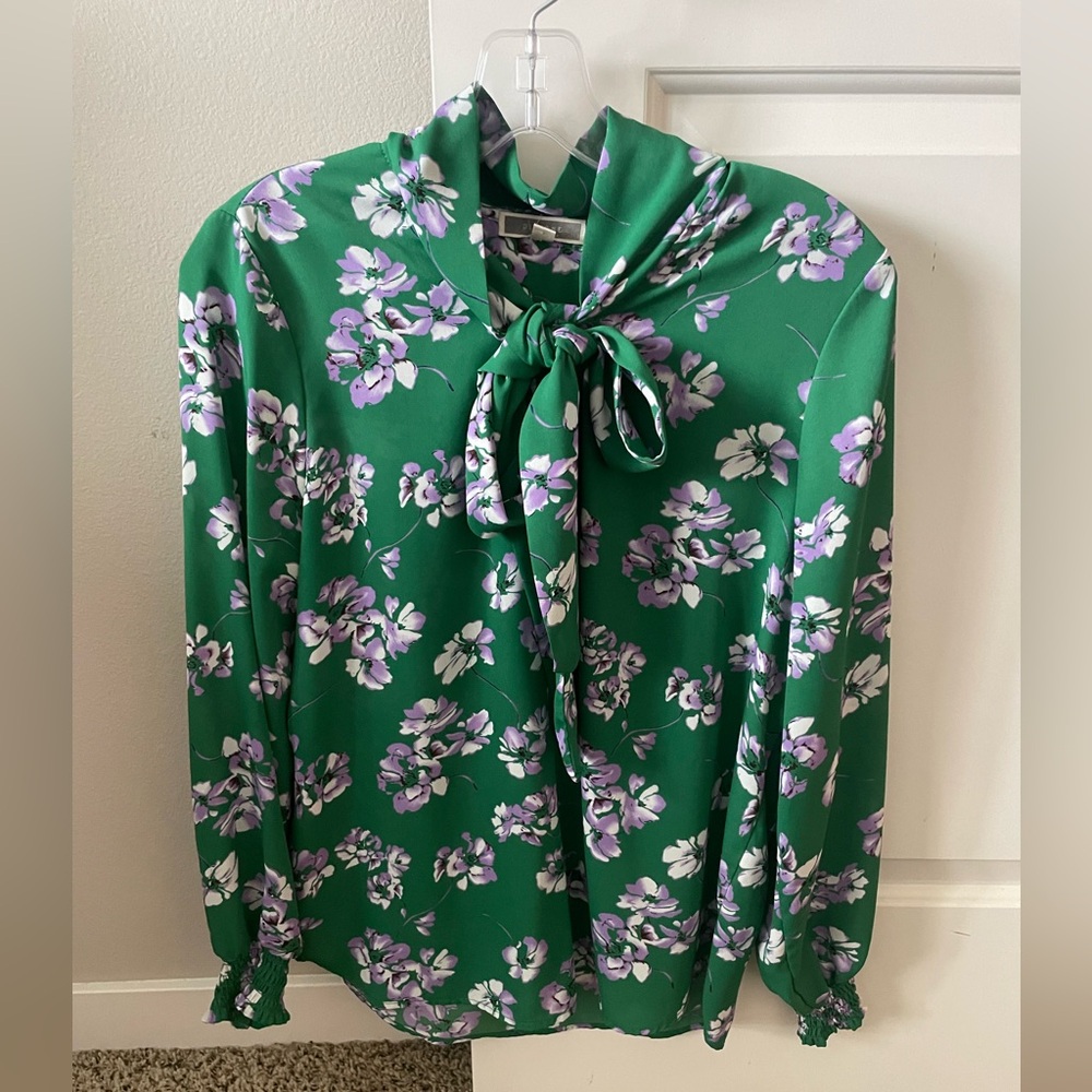 Pleione green floral blouse